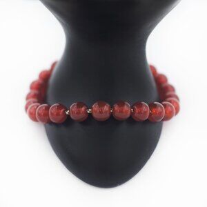 David Yurman Silver 925 Spiritual Carnelian Beads Bracelet